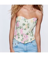 ZARA Pale Yellow Floral Corset Top Bloggers Fav XS - $58.00