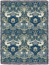 William Morris Dragon and Peacock Blue &amp; Silver Blanket XL - Arts &amp;, 82x62 - £101.68 GBP