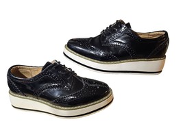 DADAWEN Women&#39;s Platform Size 5.5 Lace-Up Wingtips Square Toe Oxfords Shoe - $17.64