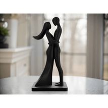 Romantic Couple Embracing Statue Black Modern Abstract Sculpture Home Decor - $19.60