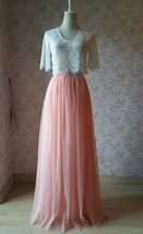 Peach Pink Tulle Skirt Outfit Wedding Custom Plus Size Floor Length Tulle Skirt image 1