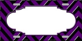Purple Black Chevron Scallop Metal Novelty License Plate - £14.90 GBP
