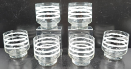 6) Pier 1 White Bands 8 Oz Old Fashioned Glasses Set Clear Stackable Tum... - $36.60
