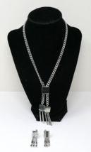Sperry Silver Tone Adjustable Chain Necklace with Screw On Earrings RARE - €30,17 EUR