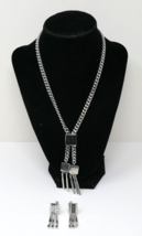 Sperry Silver Tone Adjustable Chain Necklace with Screw On Earrings RARE - £27.96 GBP