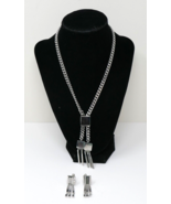 Sperry Silver Tone Adjustable Chain Necklace with Screw On Earrings RARE - €30,61 EUR