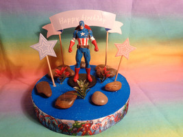 Avengers Captain America Cake Topper Table Decor 6&quot; Styrofoam Base - OOAK - £15.77 GBP