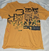 Calvin Klein Jeans T-Shirt Boys Logo ORANGE size large 14-16 graphic design - $6.89