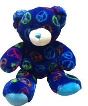 Build a Bear Workshop Peace Sign Dark Blue 15&quot; Bear Plush Stuffed Animal - £15.99 GBP