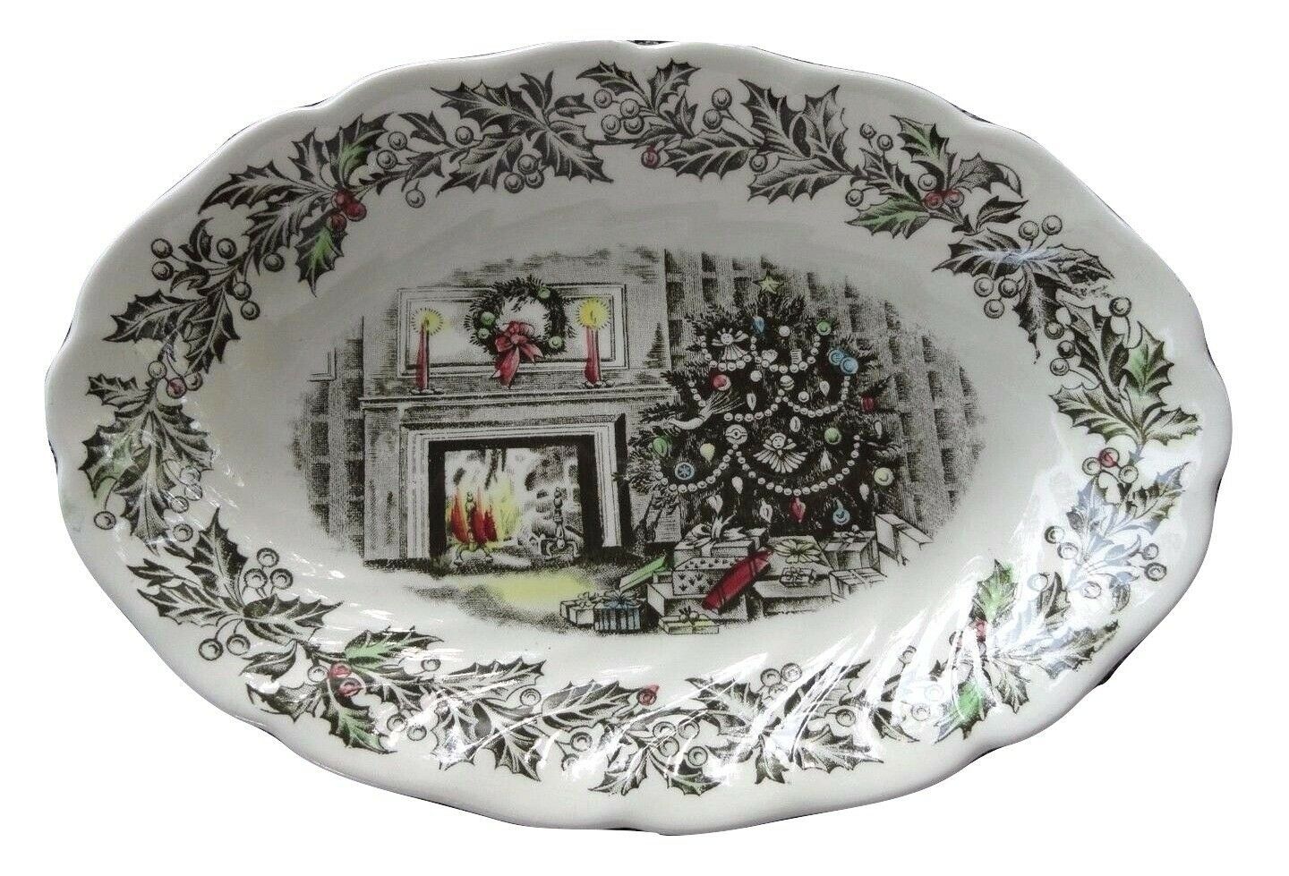 Johnson Brothers Merry Christmas Oval Relish Dish  Gravy Boat Underplate England - $49.49
