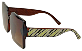 Oversized Square Bling Designer Sunglasses for Women UV Protection Brown Lenses image 9
