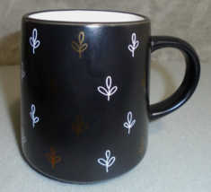 Thyme &amp; And Table Mug Cup Black Floral Flowers Stoneware Ceramic - $9.56