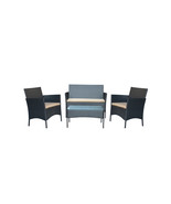 Jeco 2 in. Aoife Steel Black Resin Wicker Patio Conversation Set with Ta... - $294.12