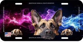 German Shepherd Dog Neon Lights Personalize Custom Novelty Metal License Plate O - £10.19 GBP+