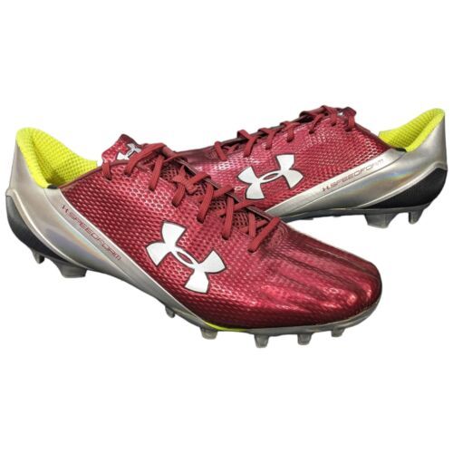Primary image for Mens Size 14 UNDER ARMOUR SPEEDFORM Football Cleats Burgundy Silver Red Chrome