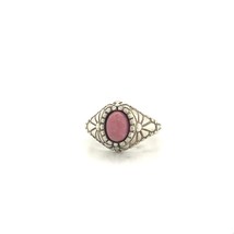 Vintage Sterling Signed 925 Shube Dakota West Pink Rhodonite Ring Band size 8 - £51.43 GBP