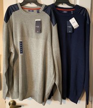 IZOD Mens Cozy Sweater Pick Grey or Navy XL-Tall - 2X-Tall or 3X-Tall  NWT - £30.80 GBP