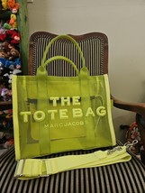 MARC JACOBS The Mesh Medium Bright Green Chartreuse Tote Bag Crossbody P... - $178.15