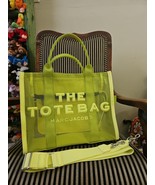 MARC JACOBS The Mesh Medium Bright Green Chartreuse Tote Bag Crossbody P... - $178.15