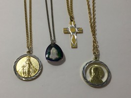 4 Religious Necklaces O Mary Conceived Without Sin, Cross, Praying Hands... - $7.20