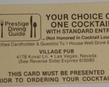 Village Pub Vintage Business Card Las Vegas Nevada bc4 - £3.94 GBP