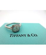 Tiffany &amp; Co Platinum Legacy Cushion Diamond Halo Engagement Ring .78Ct ... - £5,919.38 GBP