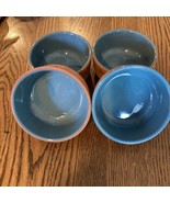 4 VINTAGE HI-MARK TERRACOTTA BLUE TURQUOISE CEREAL BOWL - $30.80 CAD