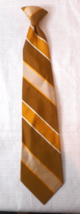 Mens Clip On Ties Pre-tied Striped Necktie DeLuxe Cravat Brown Gold Tone... - £6.32 GBP