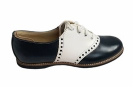 Vintage School Leather Saddle Shoes Navy/white US Women&#39;s sizes 11.5 or 12 - £67.61 GBP