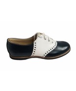 Vintage School Leather Saddle Shoes Navy/white US Women&#39;s sizes 11.5 or 12 - £67.73 GBP