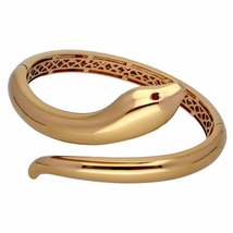 RARE 18k Rose Gold Over Snake Bangle Bracelet Ruby 0.08ct Ladies 7.5&quot; - £149.20 GBP