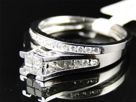 14K White Gold Finish Princess Cut Diamond Engagement Wedding Bridal Ring Set - £89.68 GBP