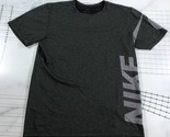 Nike Dri Fit T Shirt Mens Medium Heathered Gray Crew Neck Spellout Print... - £10.49 GBP