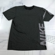 Nike Dri Fit T Shirt Mens Medium Heathered Gray Crew Neck Spellout Print Workout - £10.30 GBP