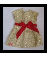 OG Doll Gold Heart Print Dress with Red Ribbon Belt - $20.15 CAD