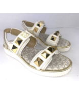 Michael Kors  Stark Pyramid Studded Sandals White Logo  Size 9 B3H - $89.09