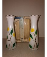 Pair Of Vtg NOS Handpainted BARTLETT-COLLINS Vases-Yellow Tulip/Tulip Ri... - $61.60 CAD