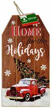 Christmas Decor Glitter Sign Rustic Plank Gift Tag Sign with Pickup Truc... - £6.49 GBP