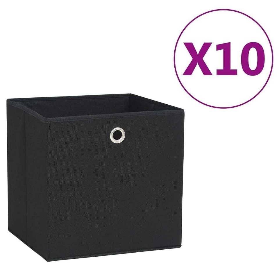 vidaXL Storage Box Set of 10 Black Non-woven fabric 11.0 in Foldable - $90.06