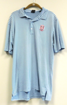 Dunning Golf Polo Shirt Men&#39;s Large Light blue and Gray Striped OSU Ohio State - £14.07 GBP