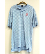 Dunning Golf Polo Shirt Men&#39;s Large Light blue and Gray Striped OSU Ohio... - £14.11 GBP