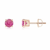 Natural Pink Sapphire Solitaire Stud Earrings in 14K Gold (Grade-AAA , 4.5MM) - £632.20 GBP