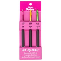 Susan Bates Silvalume Soft Ergonomic Crochet Hook Set-Sizes I9/5.5mm, J10/6mm, a - £12.16 GBP