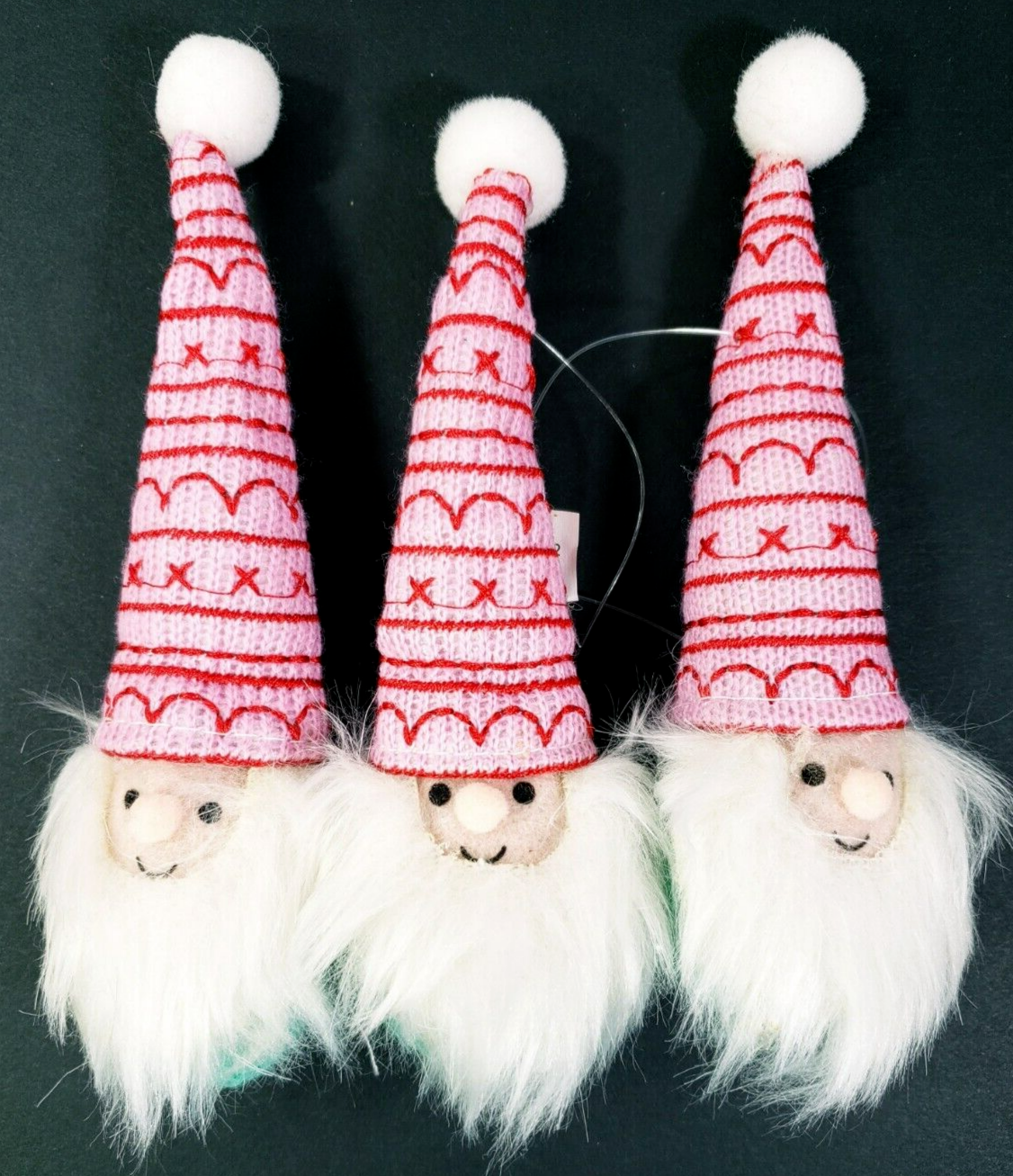 Primary image for Gnome Hanging Christmas 6" Ornaments Set of 3 Cloth Gnomes