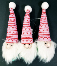 Gnome Hanging Christmas 6&quot; Ornaments Set of 3 Cloth Gnomes - £7.58 GBP