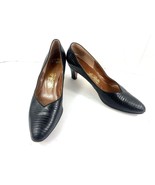  Vtg La Belle Original Heels Women 10 AA Shoes Black Leather Lizard Pump... - $699.90 MXN