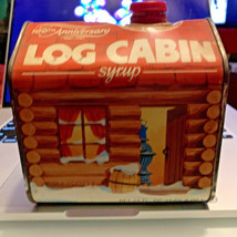 VINTAGE Log Cabin Syrup Tin Canister With Cap 100th Anniversary 1887-1987 - £11.53 GBP