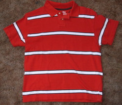 Boys Arizona Jean Company Red White Stripe Polo Shirt Size M - £3.15 GBP