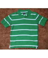 Boys Cherokee Green Light Blue Short Sleeve Stripe Polo Shirt Size M - $3.95