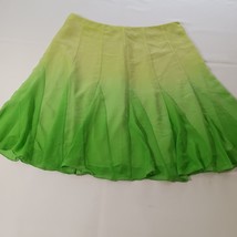 Worthington Women's Yellow & Green Back Zip Pull-On Lined Pleated Skirt Size 14 image 8